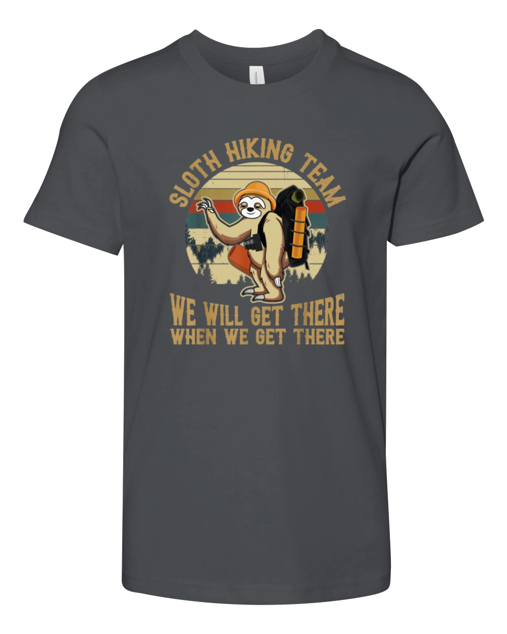 Sloth Hiking Team We Will Get There Funny Vintage Youth Unisex Jersey Tee