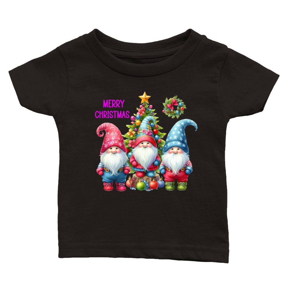 Three Gnomes Merry Christmas Classic Baby Crewneck T-shirt