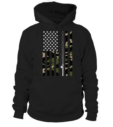 Camo US Flag Fisherman Vintage Fishing Patriotic Angler Hoodie Unisex