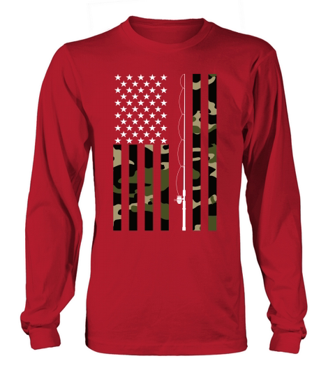 Camo US Flag Fisherman Vintage Fishing Patriotic Angler Long sleeved Unisex