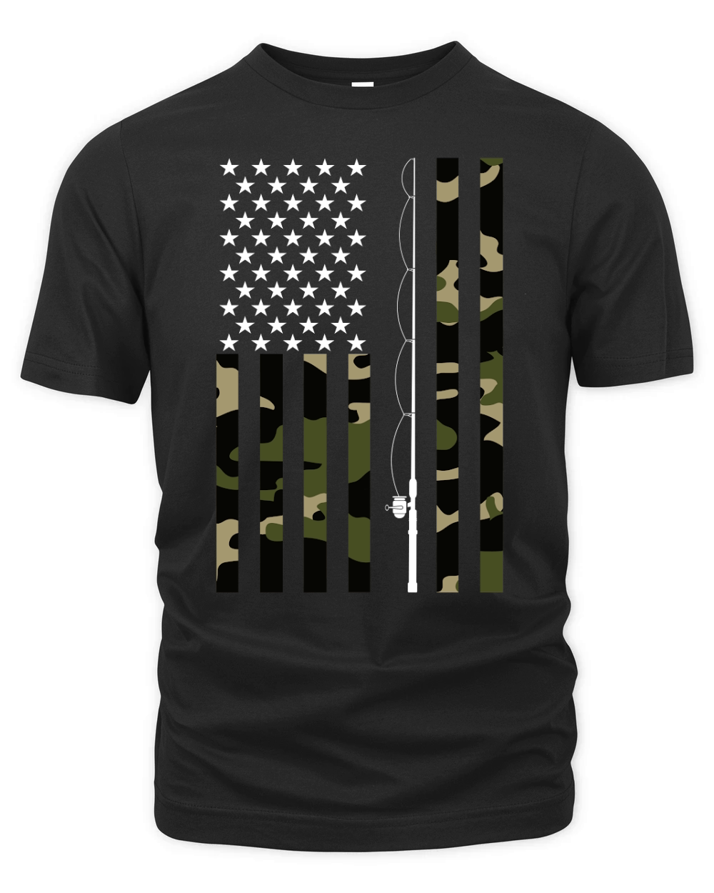 Camo US Flag Fisherman Vintage Fishing Patriotic Angler Organic Unisex T-shirt