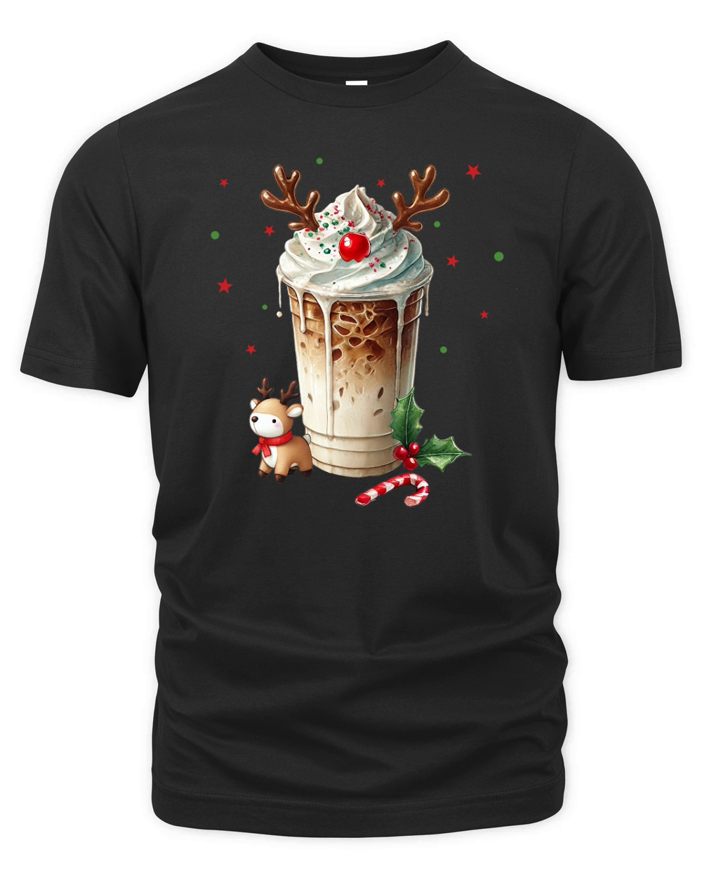 Christmas Reindeer Coffee Organic Unisex T-shirt