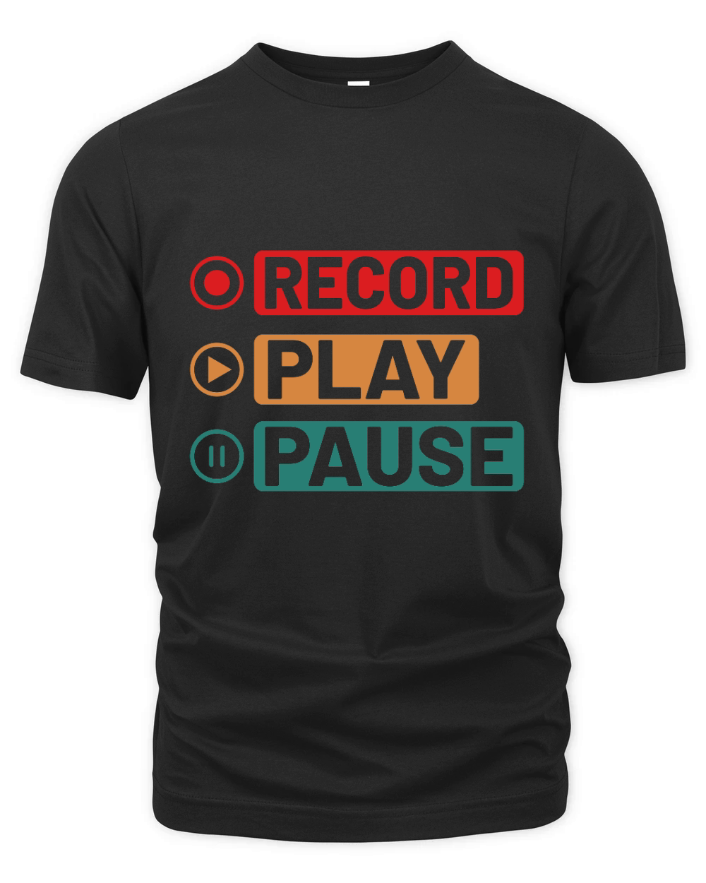 Music Record Play Pause Organic Unisex T-shirt