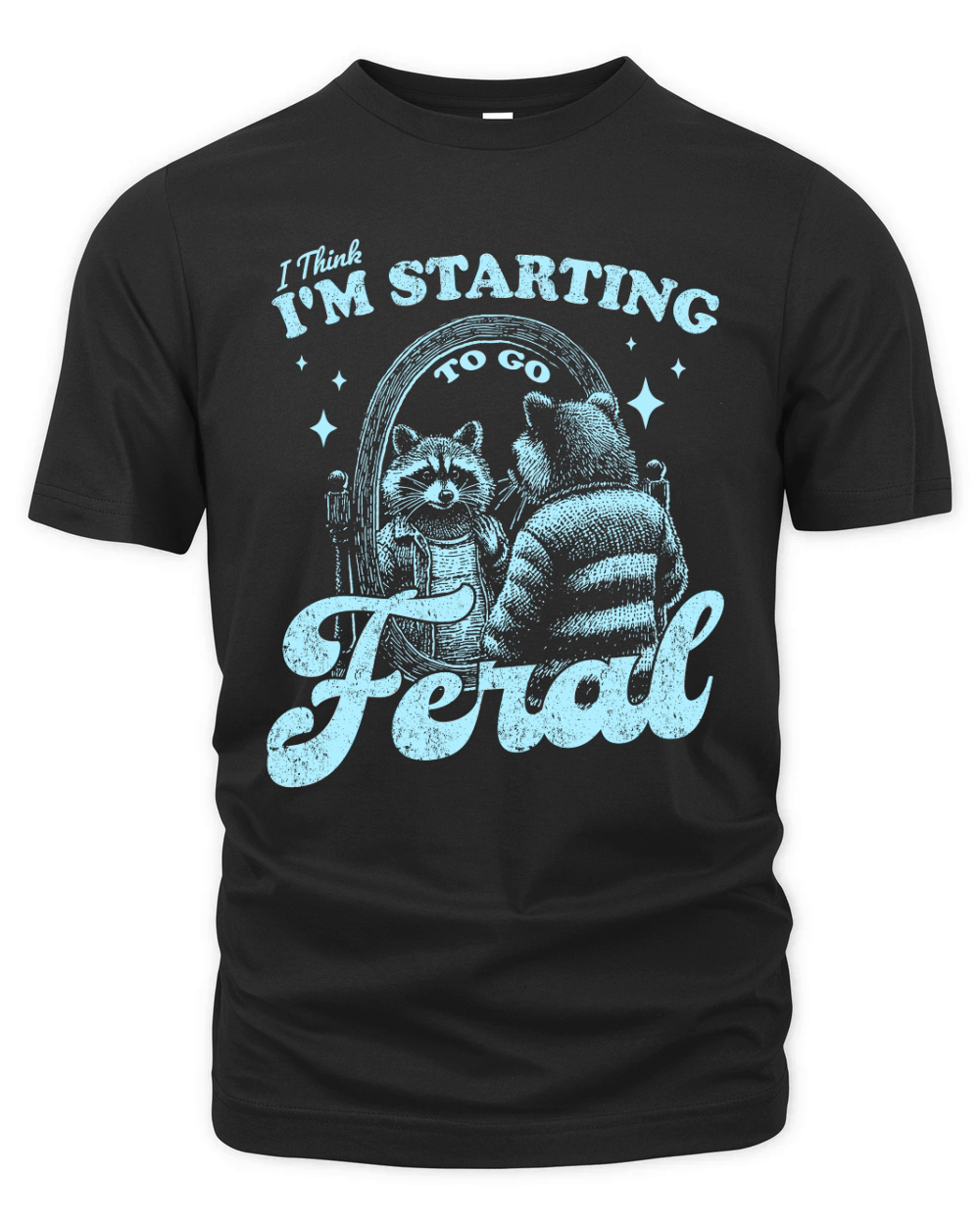 Raccoon in Mirror D Retro Sky Organic Unisex T-shirt