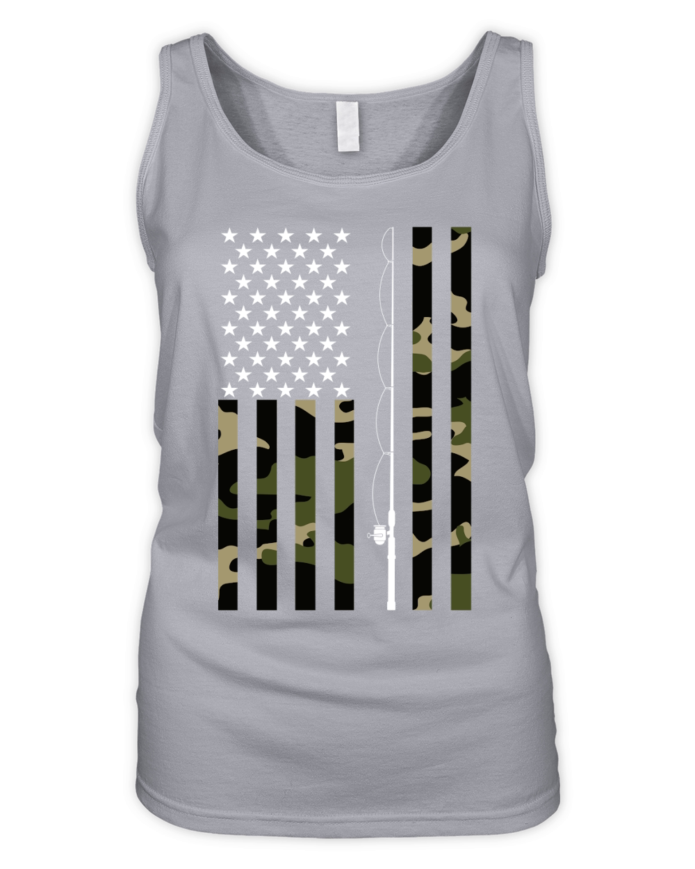 Camo US Flag Fisherman Vintage Fishing Patriotic Angler Organic Women's Tank Top