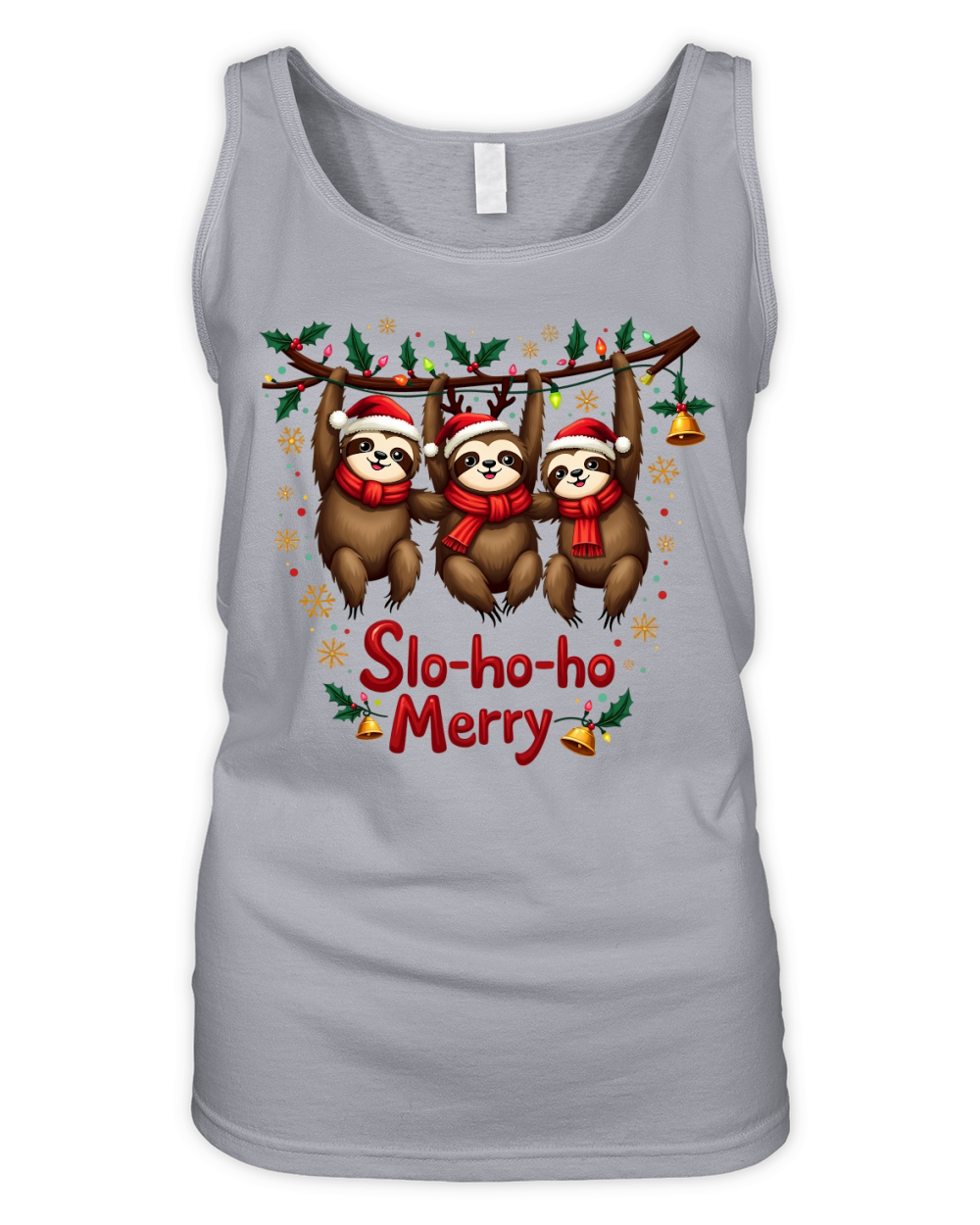 Slo ho ho Merry Sloth Christmas Organic Women's Tank Top
