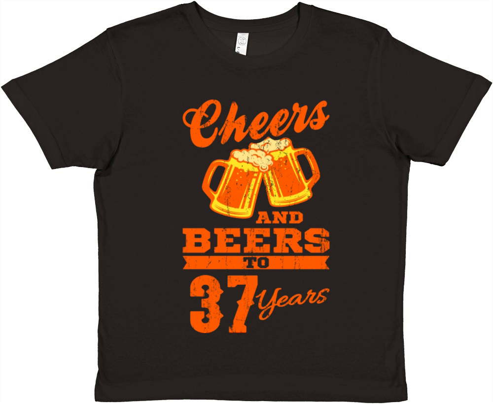 37th Birthday Men CHEERS AND BEERS Gift Party Premium Kids Crewneck T-shirt