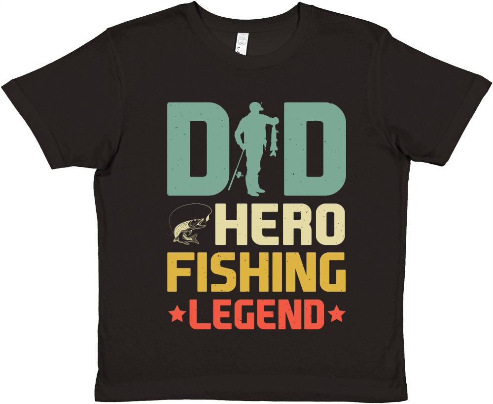 Dad Hero Fishing Legend T Shirt Design (1) Premium Kids Crewneck T-shirt