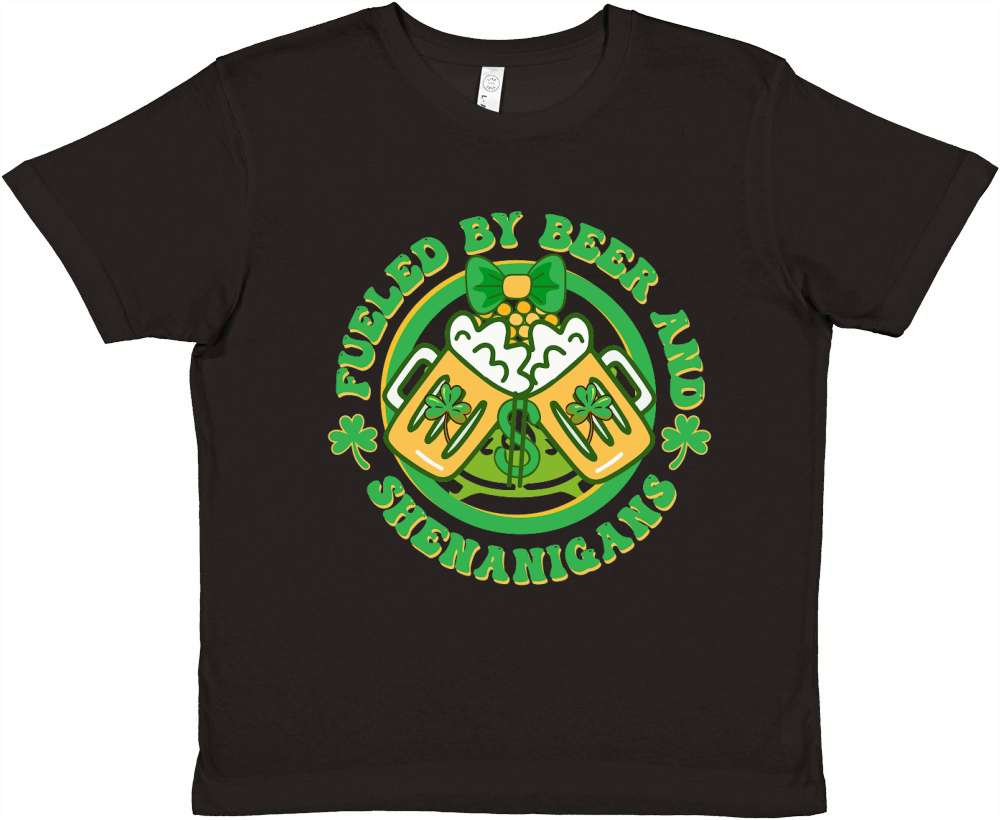 fueled by beer and shenanigans t shirt design Premium Kids Crewneck T-shirt