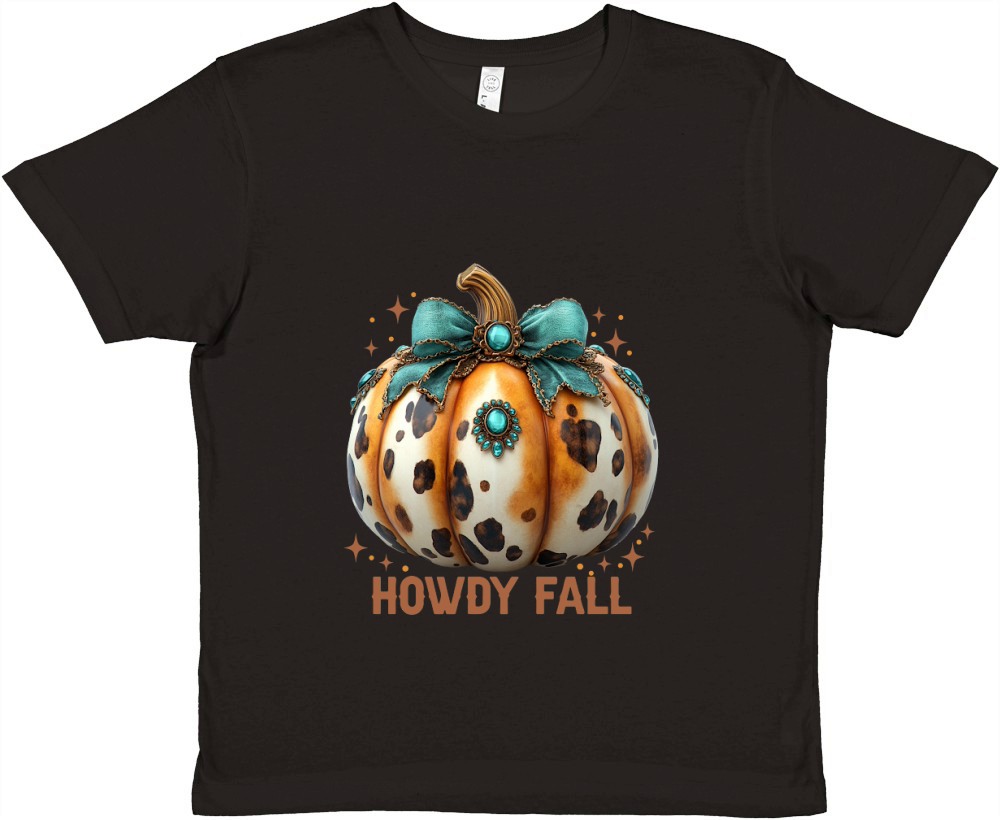 Howdy Fall Western Pumpkin Png Premium Kids Crewneck T-shirt