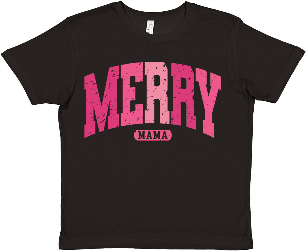 MerryMamaPinkVarsity Retro Premium Kids Crewneck T-shirt