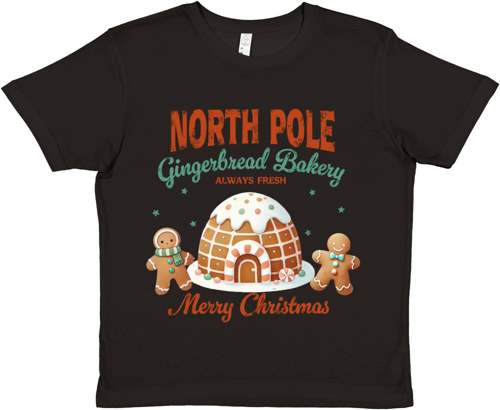 North Pole Gingerbread Bakery Always fresh merry christmas Premium Kids Crewneck T-shirt