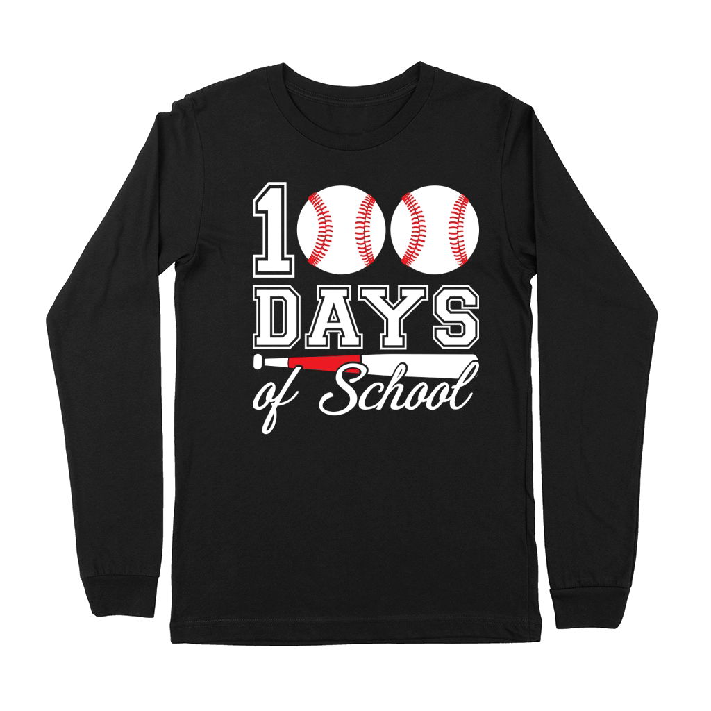 100 days of school for 100th day baseball student or teacher Premium Long Sleeve