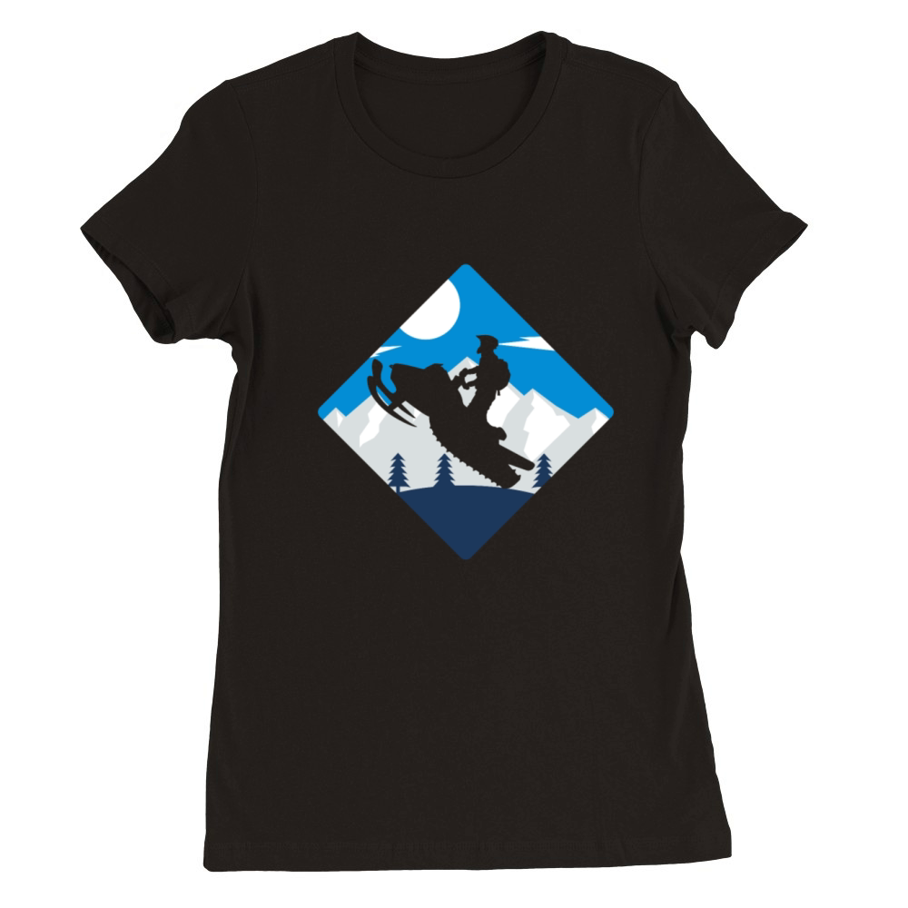 Snowmobile Silhouette Snowmobiling Rider Winter Premium Womens Crewneck T-shirt