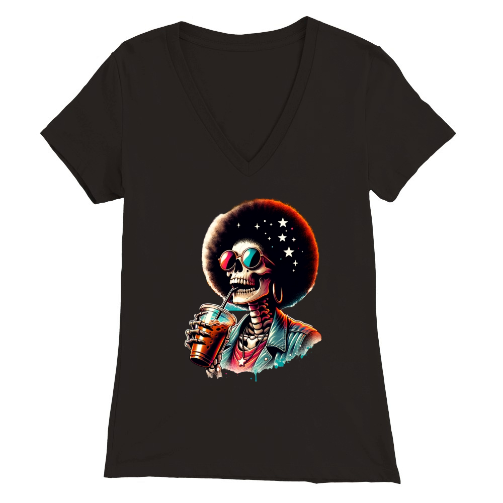 Afro American Skeleton Premium Womens V-Neck T-shirt