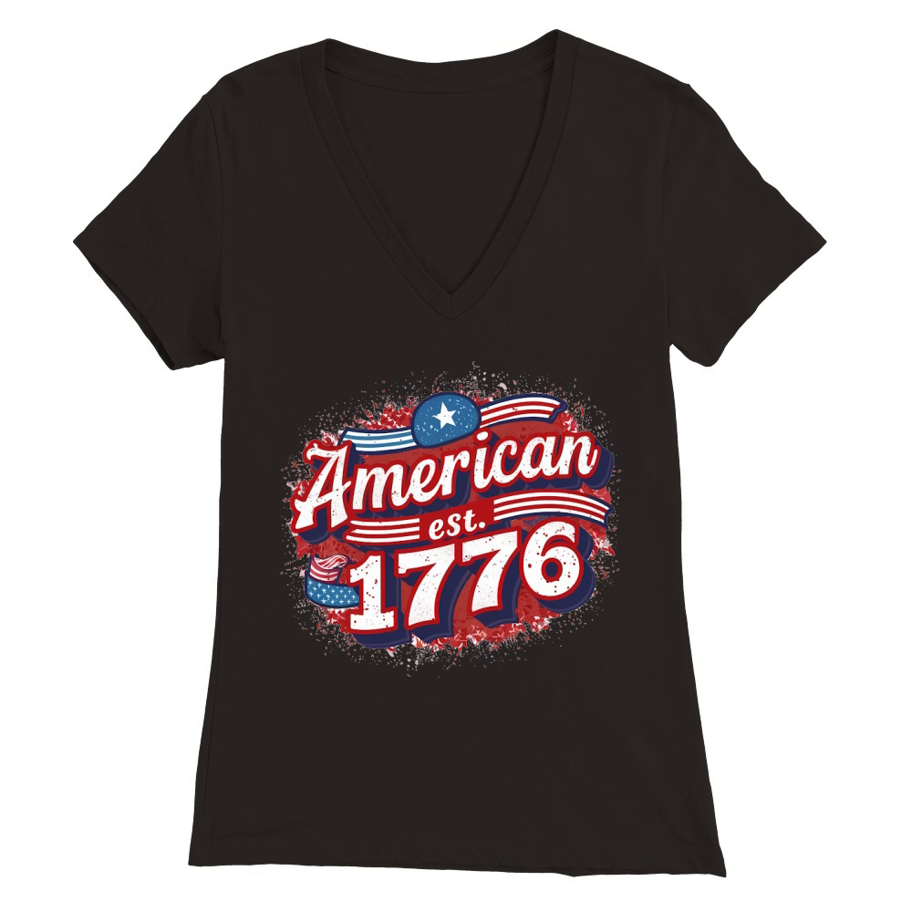American Est. 1776 Premium Womens V-Neck T-shirt