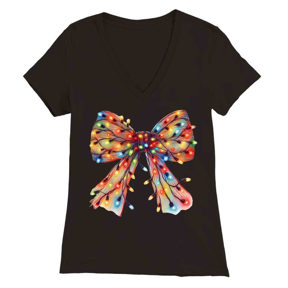 Bow Fairy Lights Premium Womens V-Neck T-shirt