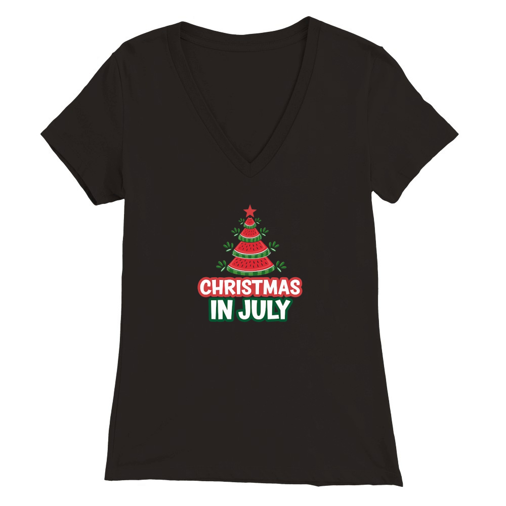 Christmas in July Watermelon Tree Premium Womens V-Neck T-shirt