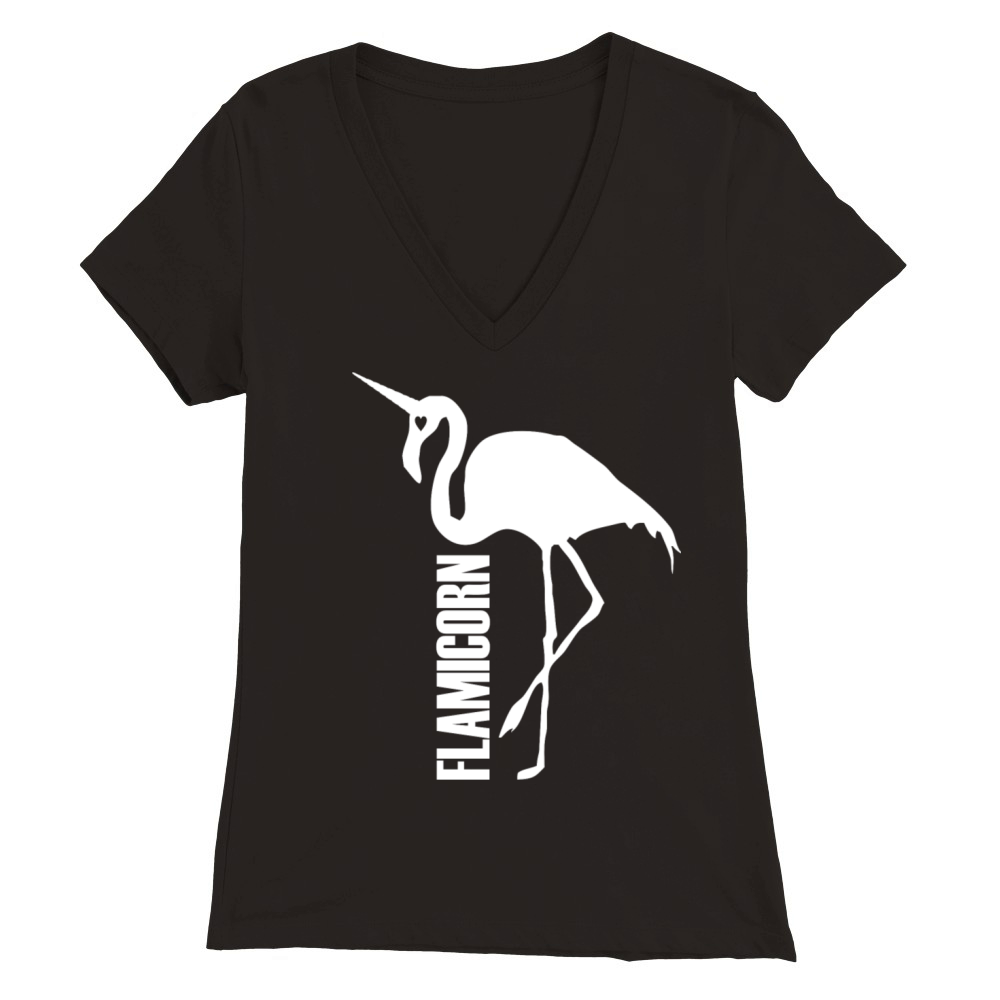 flamingo unicorn hybrid creature hybrids white Premium Womens V-Neck T-shirt
