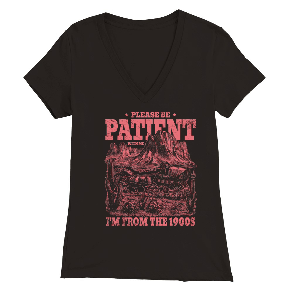 Please Be Patient With Me D Red GR Premium Womens V-Neck T-shirt