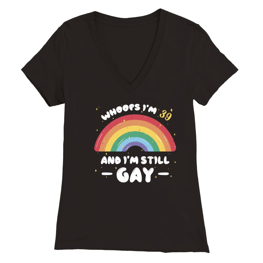 Rainbow Age 39 Years Gay Pride LGBT Pride Month Premium Womens V-Neck T-shirt