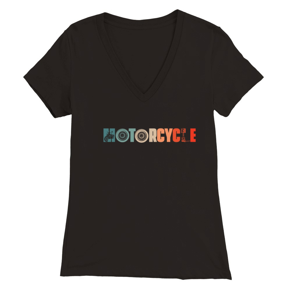 Retro Motorcycle Vintage Motorbike Biker Rider Premium Womens V-Neck T-shirt