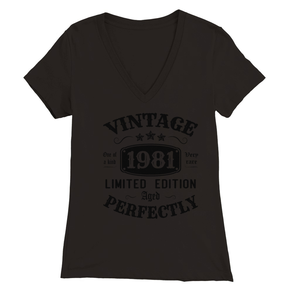 Vintage 1981 Limited Edition Aged Perfectly Premium Womens V-Neck T-shirt