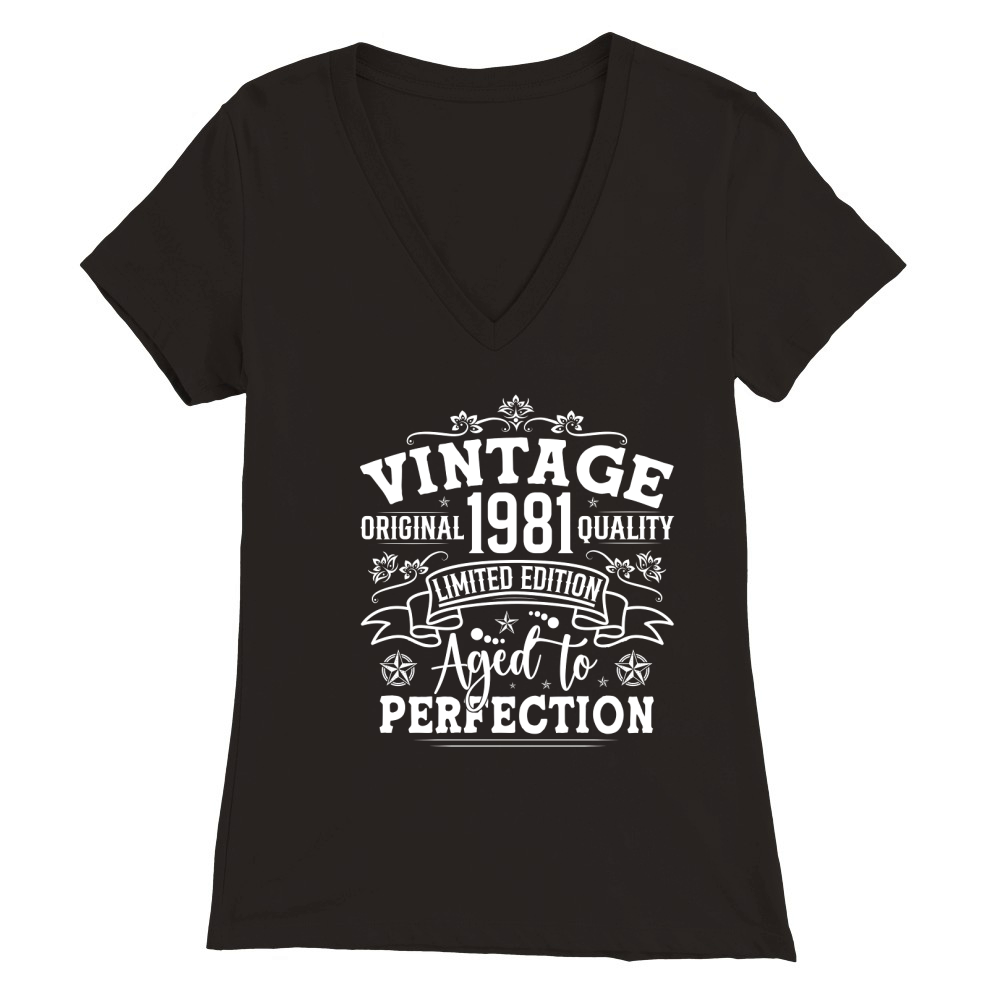 Vintage Birthday TShirt Design Bundle 1981 Premium Womens V-Neck T-shirt