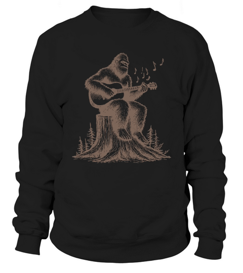 Bigfoot Playing Guitar L lBrown Sweatshirt Unisex
