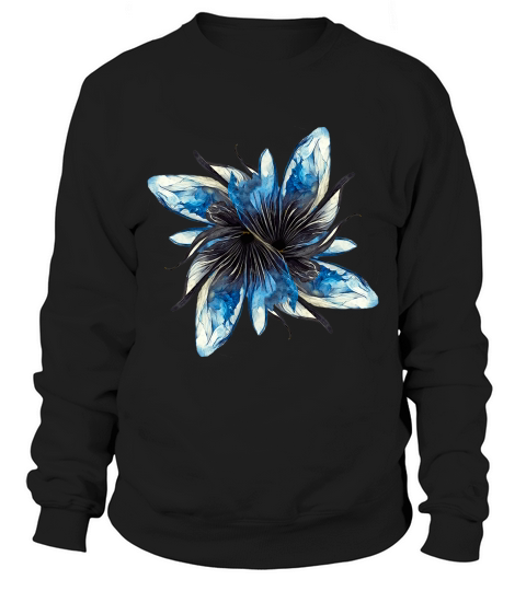 Blue Abstract Flower Sweatshirt Unisex