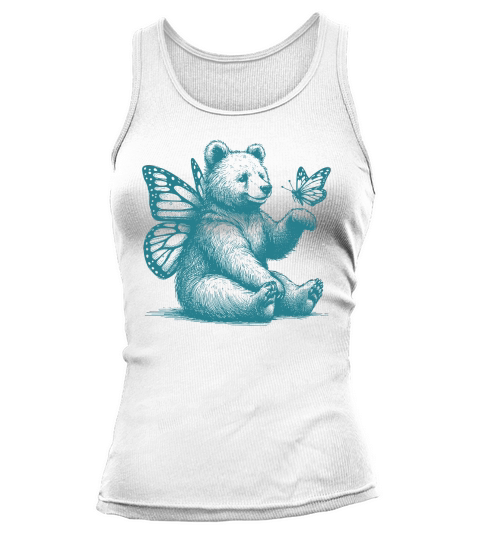 Bear With Butterfly Wings Vintage L Green Tank top Woman