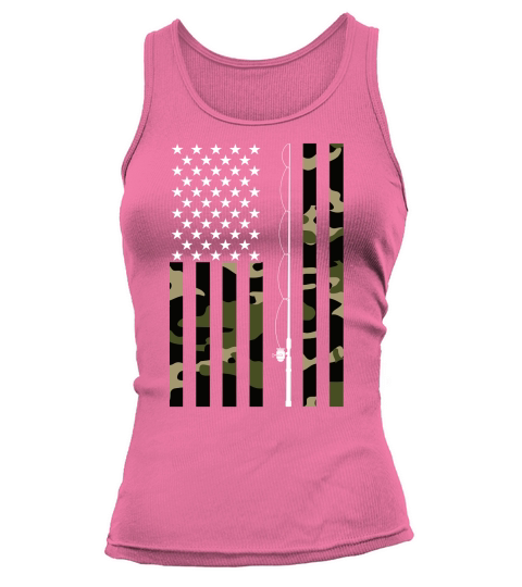 Camo US Flag Fisherman Vintage Fishing Patriotic Angler Tank top Woman