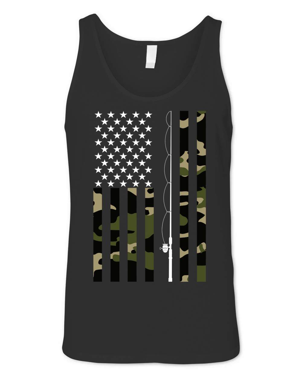 Camo US Flag Fisherman Vintage Fishing Patriotic Angler Unisex Jersey Tank