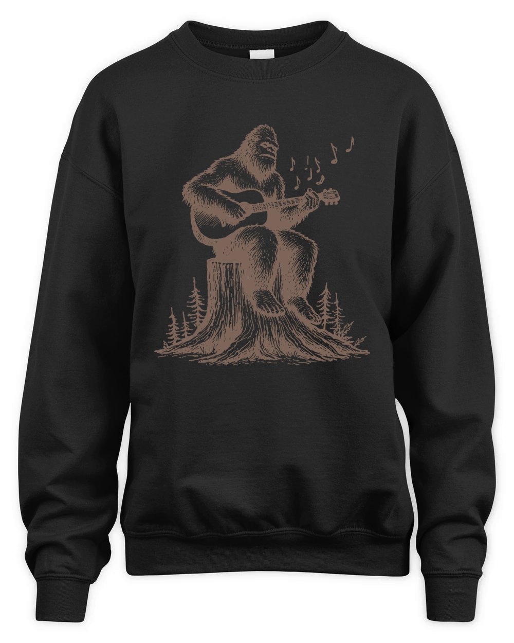 Bigfoot Playing Guitar L lBrown Unisex Premium Crewneck Sweatshirt