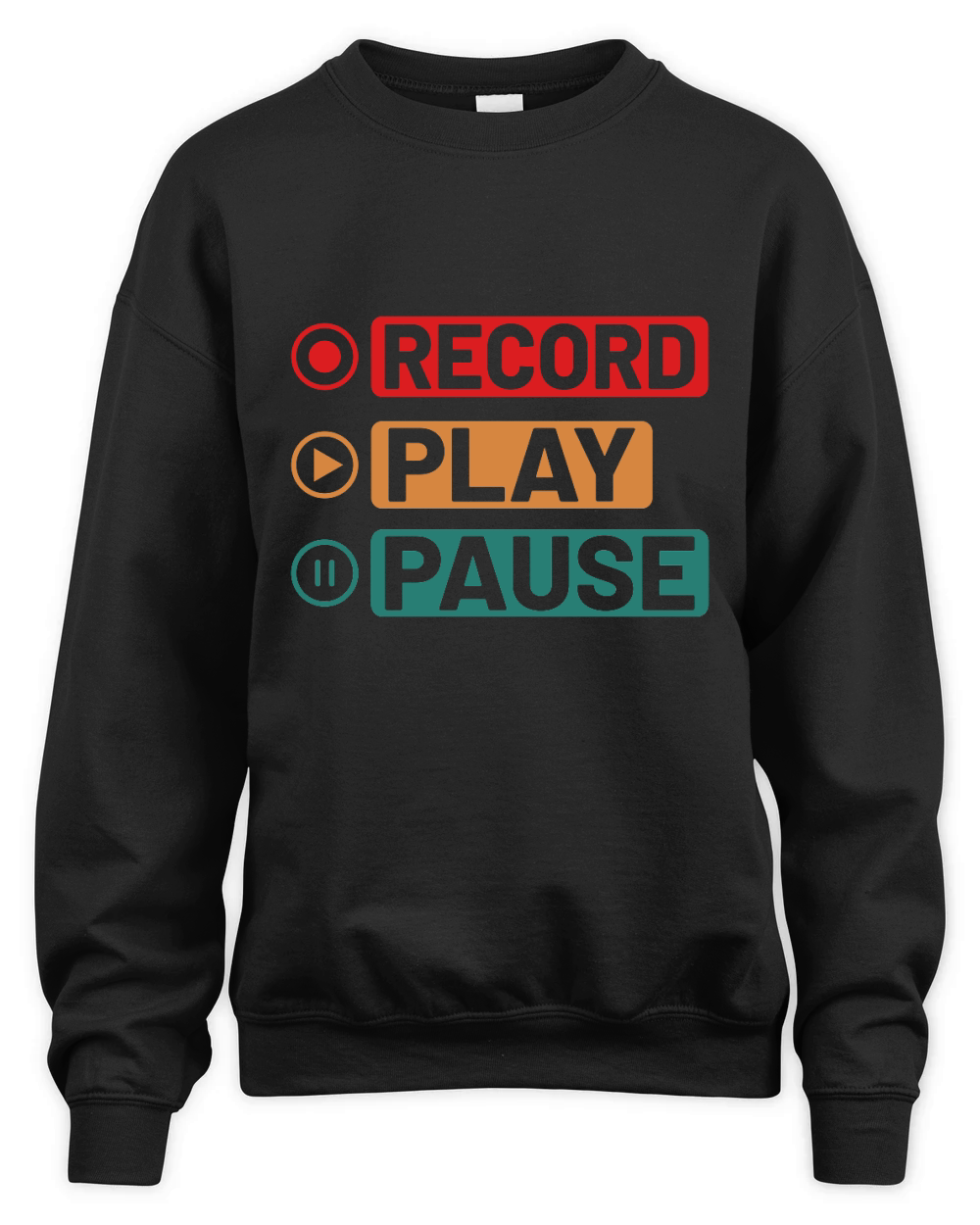 Music Record Play Pause Unisex Premium Crewneck Sweatshirt