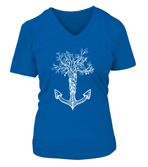 Anchor Roots Adventure Sailing Boating Vintage V-neck T-Shirt Woman