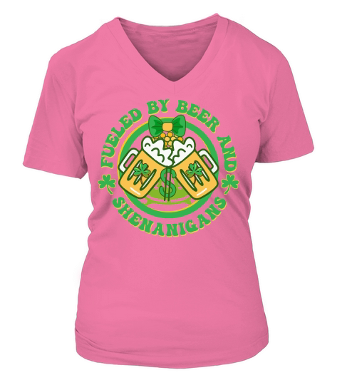 fueled by beer and shenanigans t shirt design V-neck T-Shirt Woman