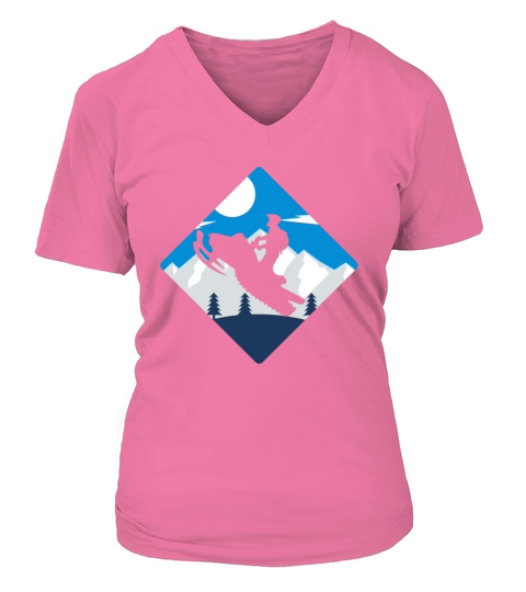 Snowmobile Silhouette Snowmobiling Rider Winter V-neck T-Shirt Woman