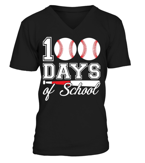 100 days of school for 100th day baseball student or teacher V-Neck T-shirt