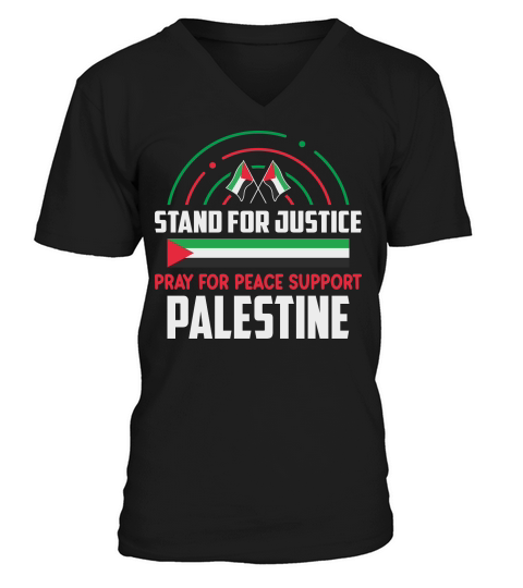 Stand For Justice Pray For Peace Support Palestine 06 V-Neck T-shirt