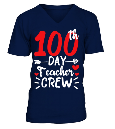 Student 100th Day Teacher Crew Happy 100 Days V-Neck T-shirt
