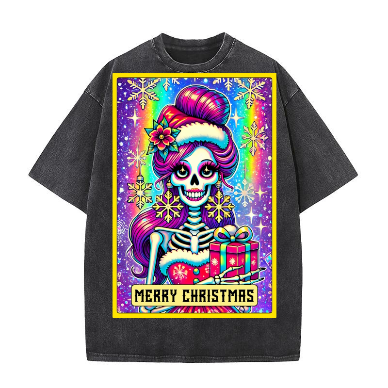 19.Christmas Skeleton Taro Cards Bundle Washed T-Shirt