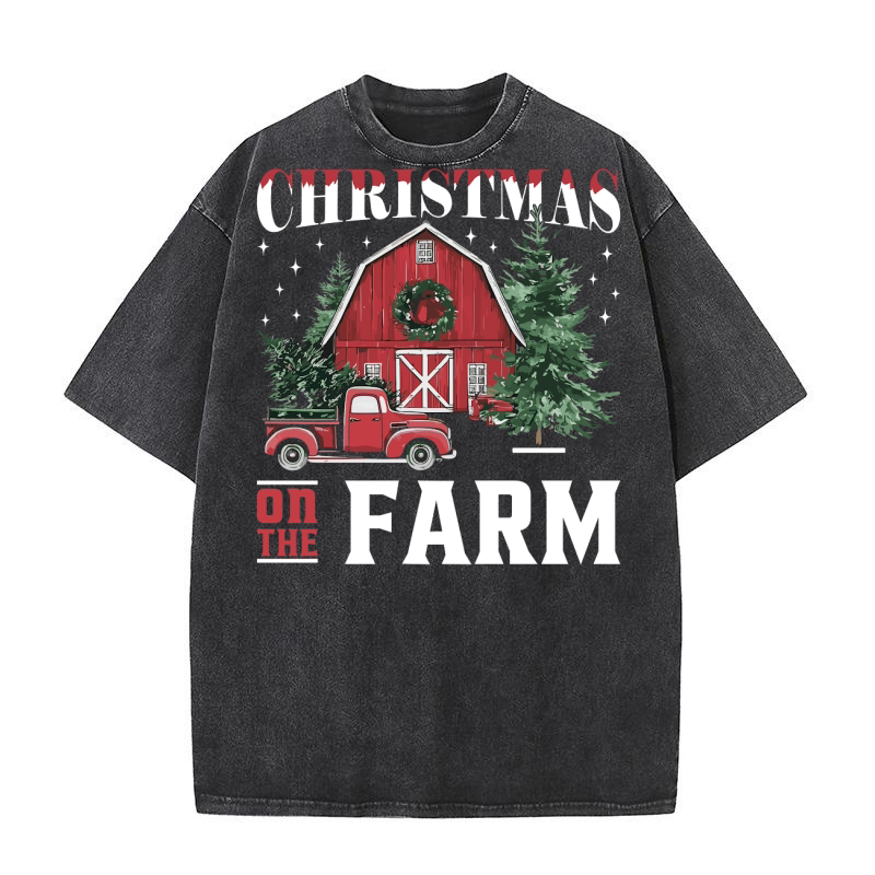 Christmas on the farm Washed T-Shirt