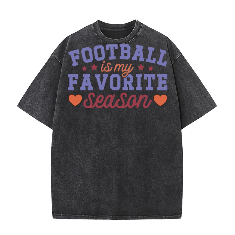 Football Is My Favorite Season color grunge Washed T-Shirt