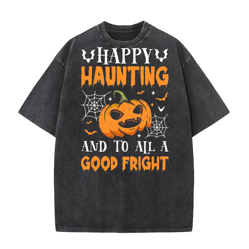 Happy Haunting And To All A Good Fright Washed T-Shirt
