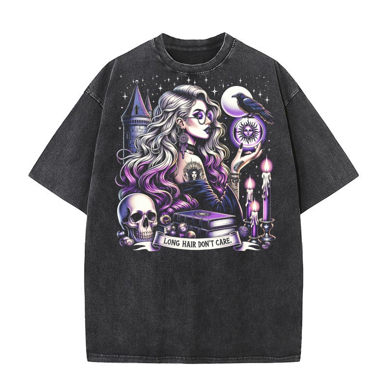 Long hair dont care Washed T-Shirt