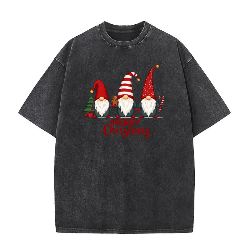 Merry Christmas Gnomes 15 Washed T-Shirt