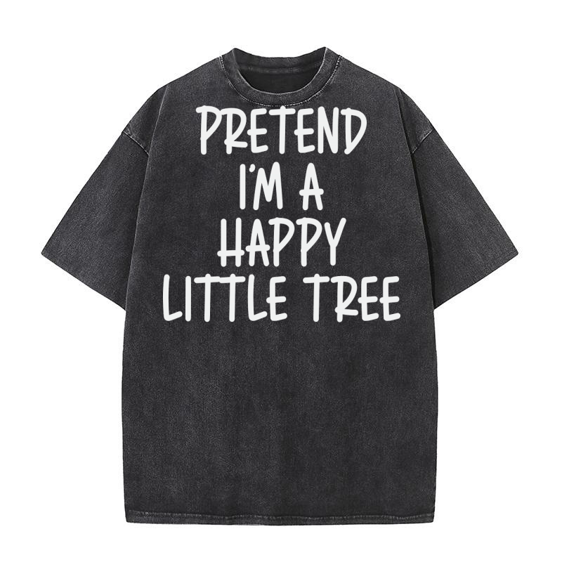 Pretend Happy Little Tree Washed T-Shirt