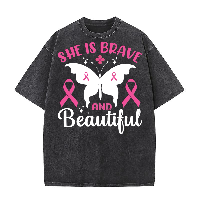 She is brave and beautiful Washed T-Shirt