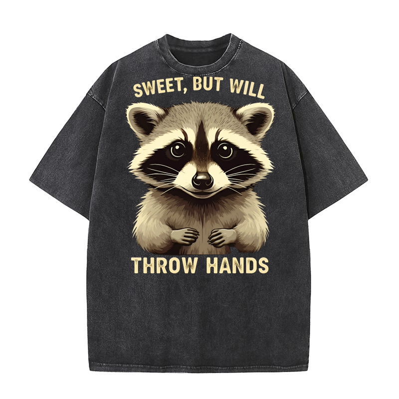 Sweet But Will Throw Hands Washed T-Shirt